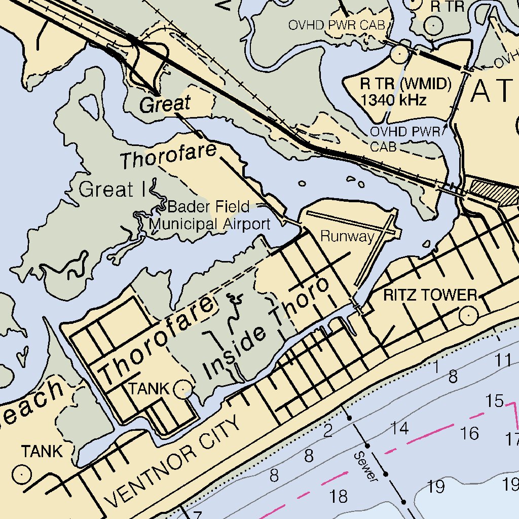Inlet Map Example Little Egg Inlet To Hereford Inlet Map by National Oceanographic ...
