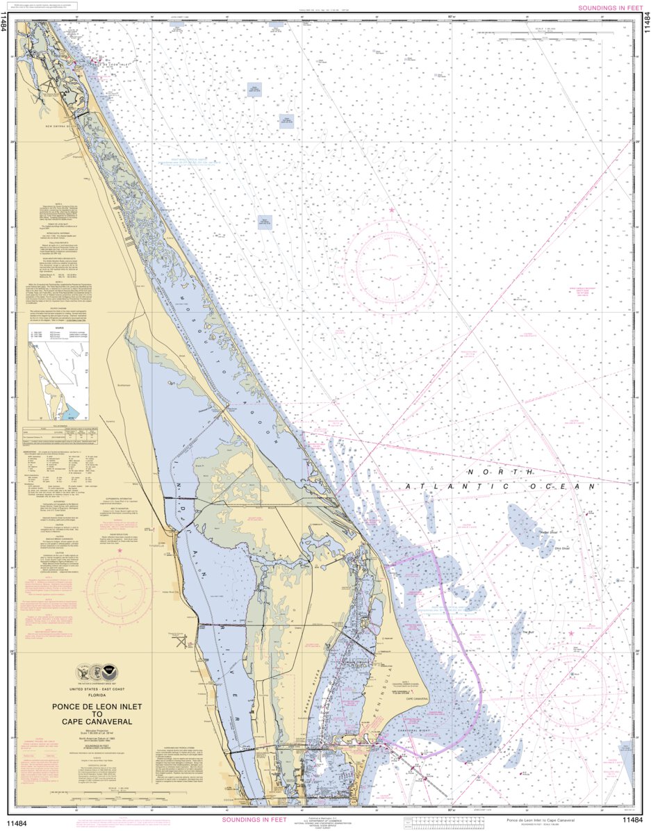 Ponce De Leon Inlet To Cape Canaveral Map by National Oceanographic ...