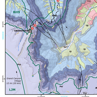 Geologic Trail Map of the Grand Canyon: Grandview and East Tonto Trails (One Side Only) Preview 3