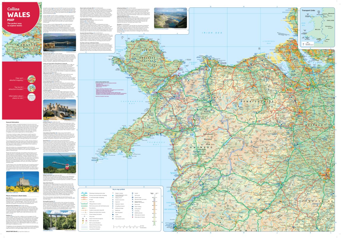 Collins Wales Map - North by Harper Collins Publishers UK | Avenza Maps