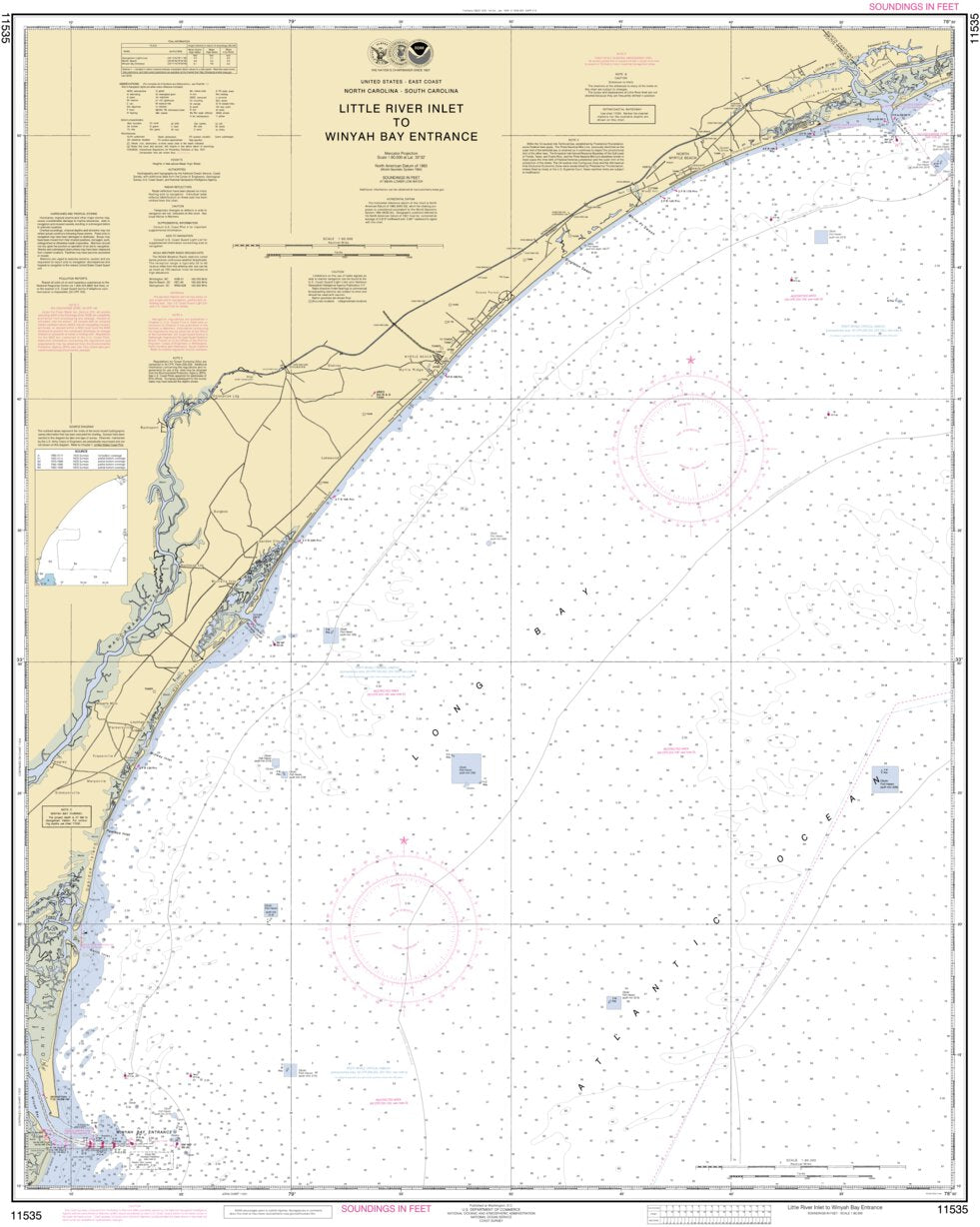 Little River Inlet To Winyah Bay Entrance Map by National Oceanographic ...