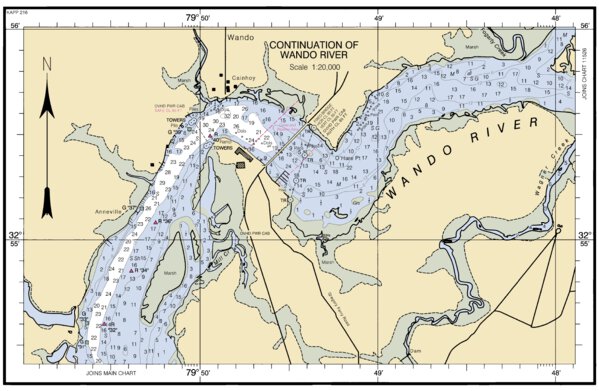 Continuation Of Wando River Map by National Oceanographic & Atmospheric ...