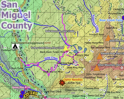 Silverton, CO - Exploration Map for Sightseeing Preview 2