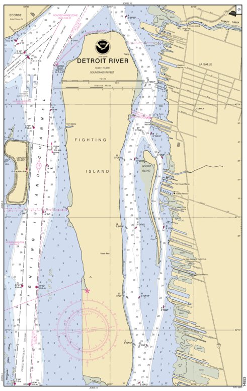 Detroit River (8) Map by National Oceanographic & Atmospheric ...