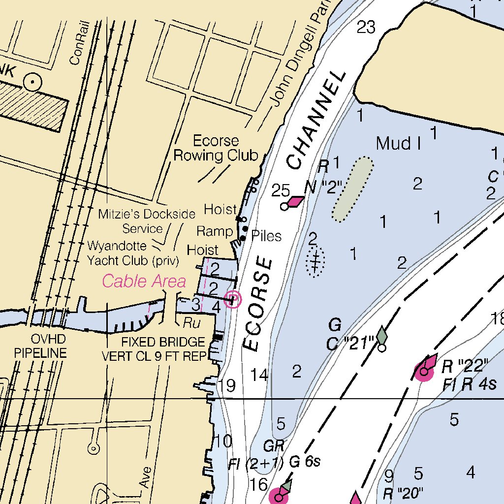 Detroit River (4) Map by National Oceanographic & Atmospheric ...