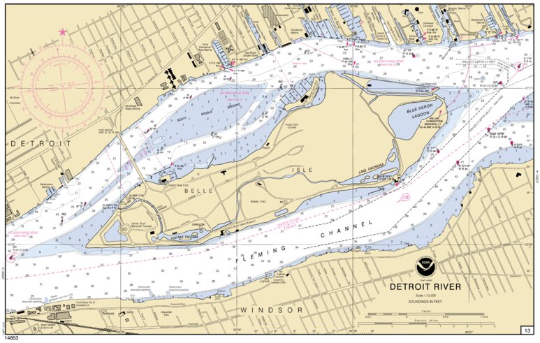 Detroit River (12) Map by National Oceanographic & Atmospheric ...