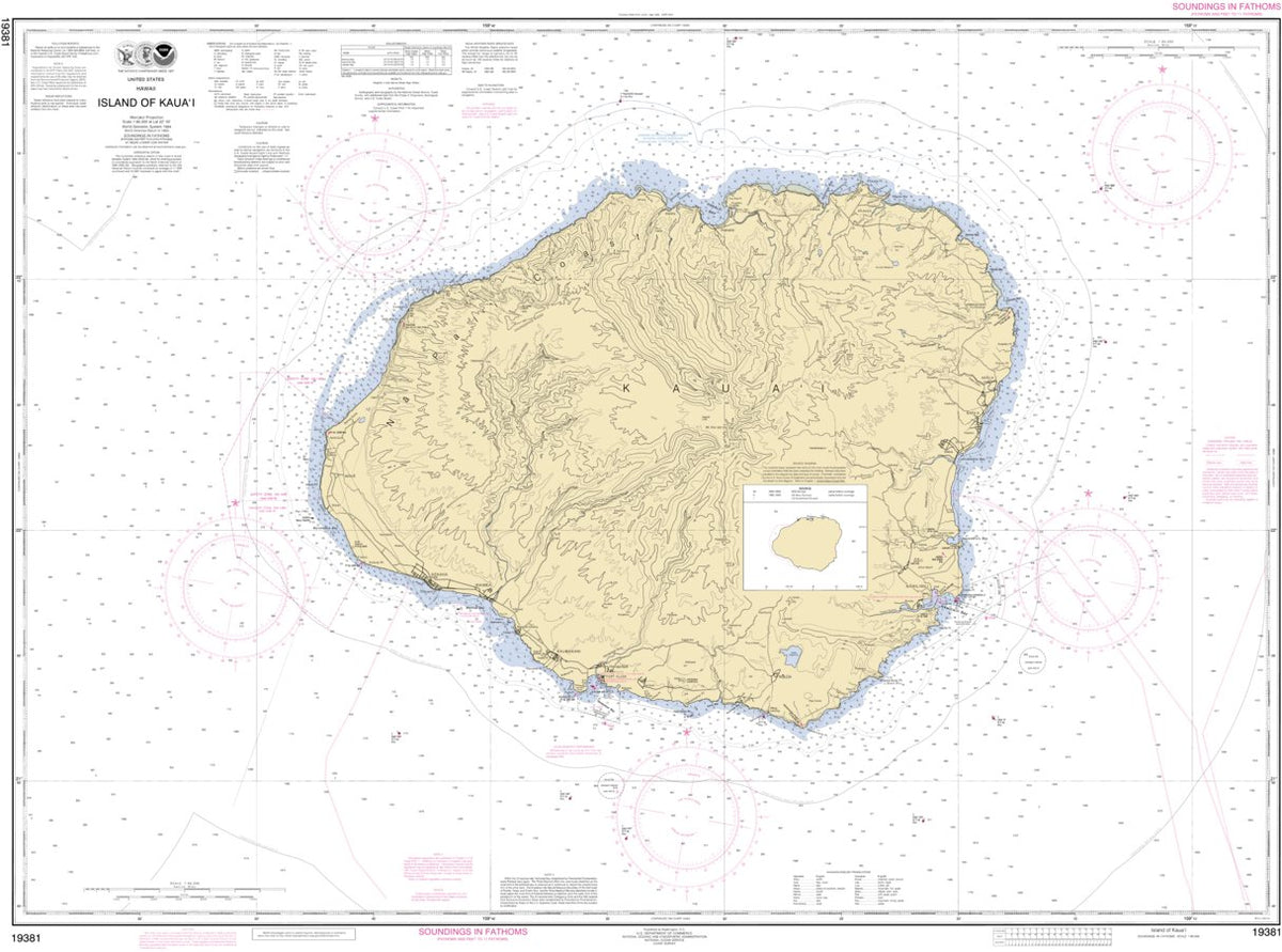 Island Of Kauai Map by National Oceanographic & Atmospheric ...
