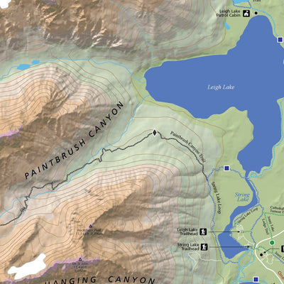 Grand Teton National Park Hiking Trails and Fishing Map Preview 2