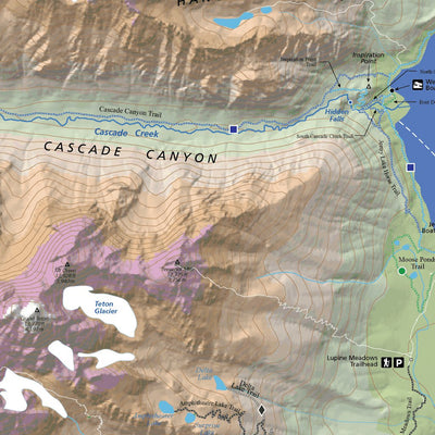 Grand Teton National Park Hiking Trails and Fishing Map Preview 3