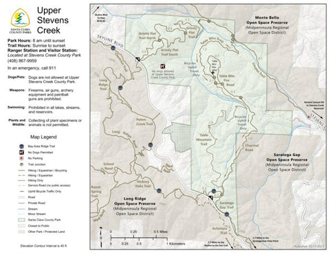 Upper Stevens Creek County Park Guide Map Preview 1