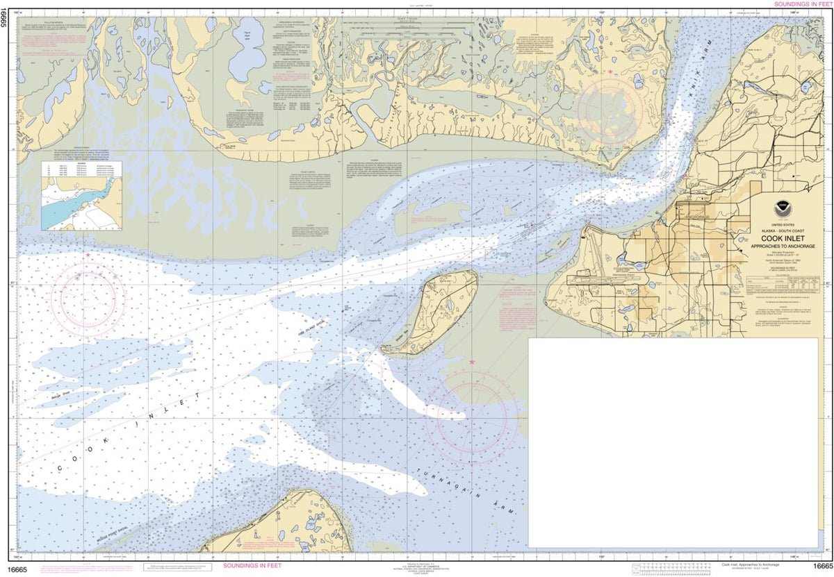 Cook Inlet: Approaches To Anchorage Map by National Oceanographic ...
