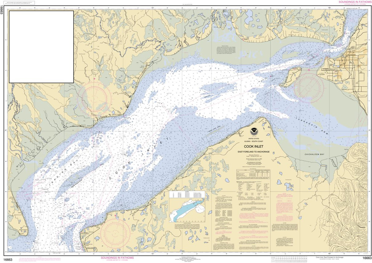 Cook Inlet: East Foreland To Anchorage Map by National Oceanographic ...