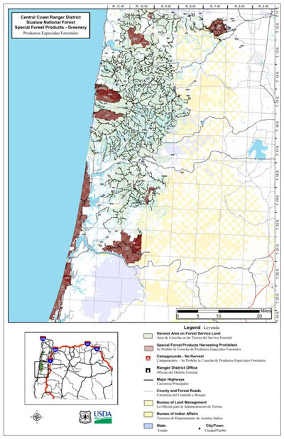 Siuslaw National Forest - Central Coast Ranger District Forest Products Map Preview 1