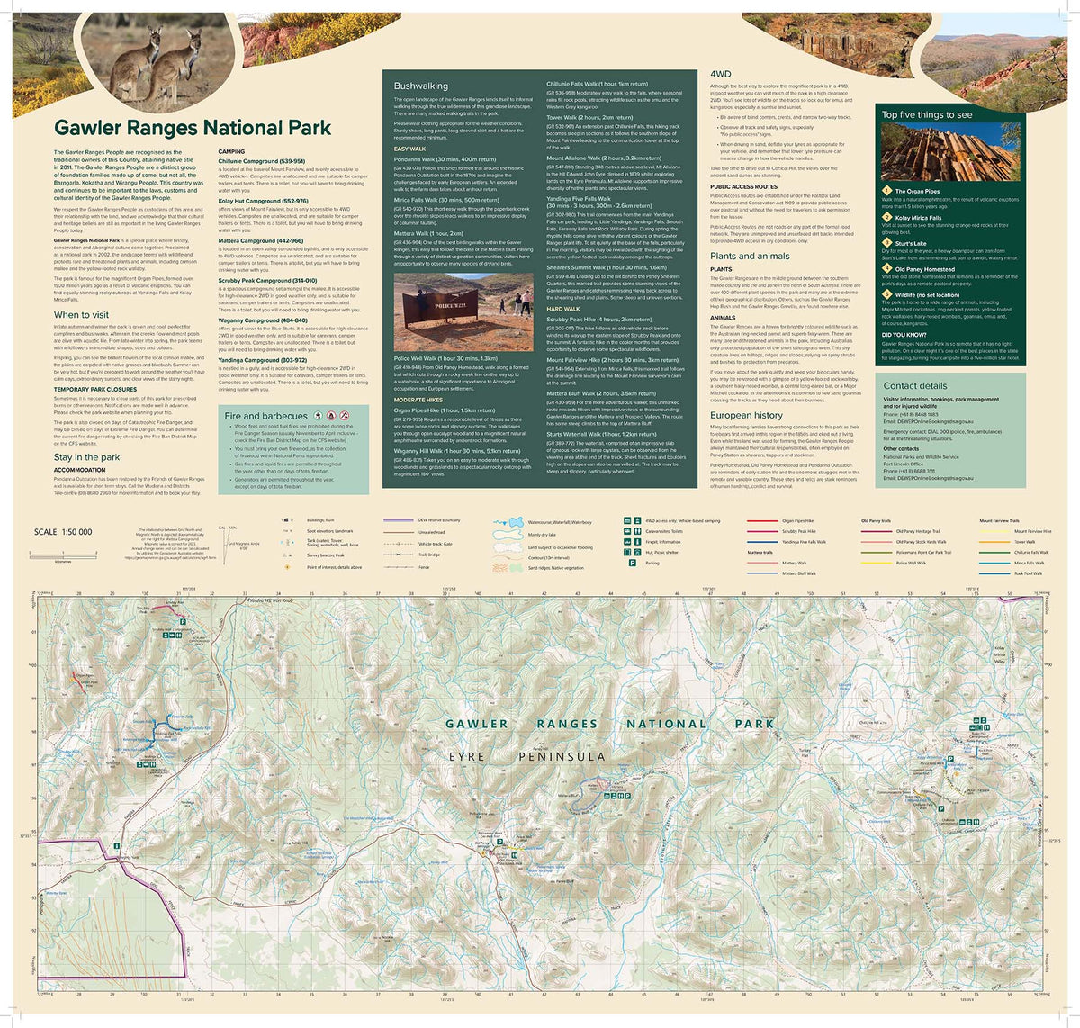 Gawler Ranges National Park Central Bushwalking Map by Mapland ...
