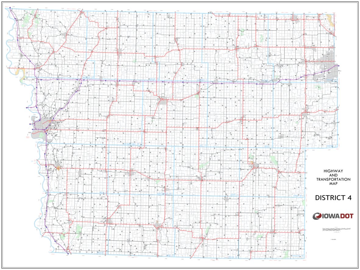 Iowa Department of Transportation District 4 Map by Iowa Department of ...