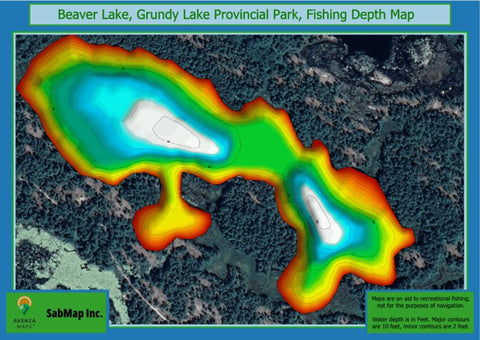 Fishing Depth Map - Beaver Lake, Grundy Lake Provincial Park Preview 1