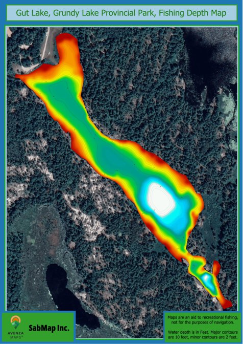 Fishing Depth Map - Gut Lake, Grundy Lake Provincial Park by SabMap Inc ...