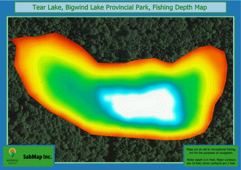 Fishing Depth Map - Tear Lake, Bigwind Lake Provincial Park Preview 1
