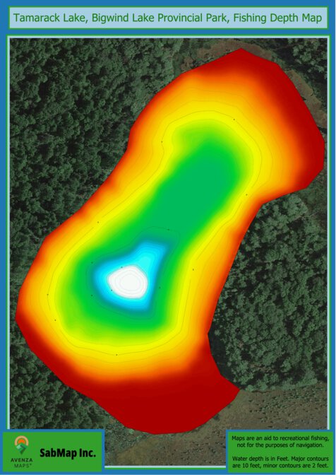 Fishing Depth Map - Tamarack Lake, Bigwind Lake Provincial Park Preview 1