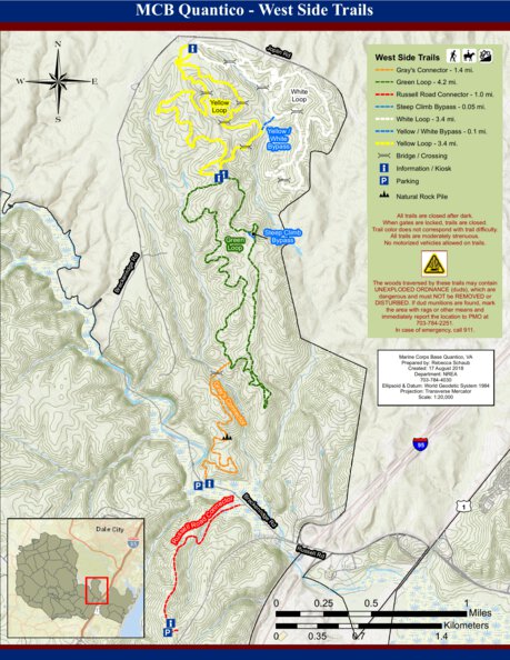Mapa Quantico Quantico MCB West Side Trail Map by iSportsman | Avenza Maps