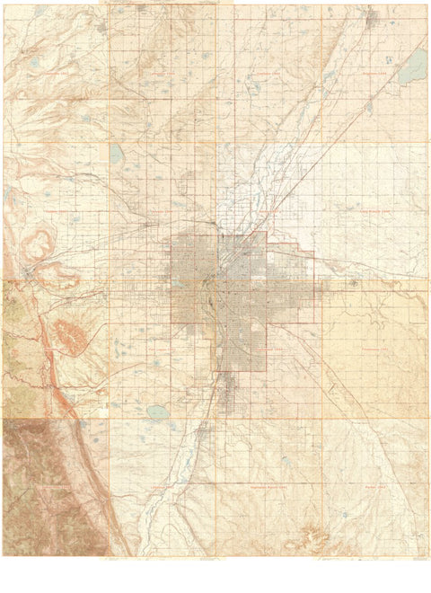 Denver (1941-1947) - 16 quadrangle-compilation, Authoritative, USGS, Seamless Map, 920 sq mi Preview 1