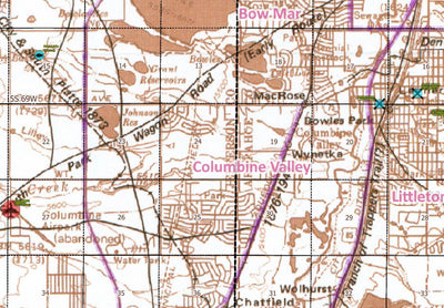Historical Trails, Stagelines, R.R.'s & Landmarks of Denver (>1,700 sq miles), USGS Pub I856G (1976) Preview 3