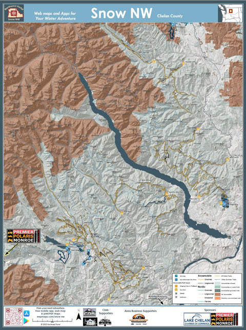 Chelan County Washington Winter Recreation Map 18x24 Preview 1