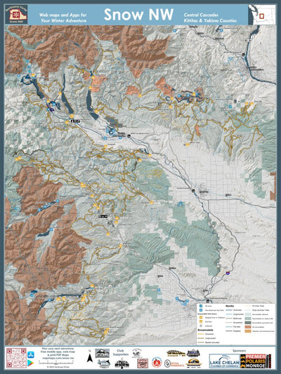 Kittitas and Yakima Winter Recreation Map 18x24