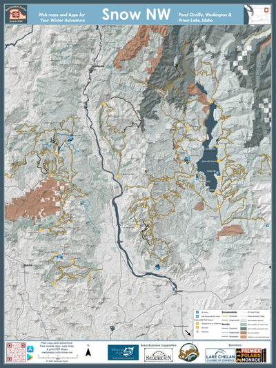 Pend Oreille County Washington and Priest Lake Idaho Winter Recreation 18x24