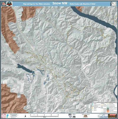 Snowmobile and Nordic Trails in Lake Wenatchee and West of Lake Chelan, Washington. Large (36x36