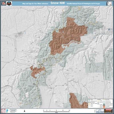 Snowmobile and Nordic Trails in Umatilla National Forest Washington and Oregon. Large (36x36