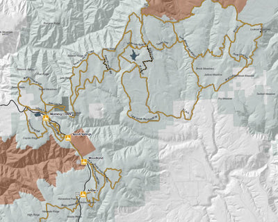 Snowmobile and Nordic Trails in Umatilla National Forest Washington and Oregon. Large (36x36