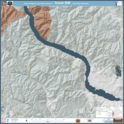 Snowmobile and Nordic Trails in the Lake Chelan Area, Washington. Large (36x36