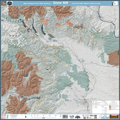 Snowmobile and Nordic Trails in the Central Cascades: Kittitas and Yakima County. Large (36x36