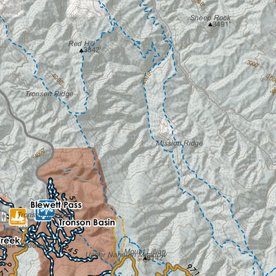 Snowmobile and Nordic Trails in the Central Cascades: Kittitas and Yakima County. Large (36x36