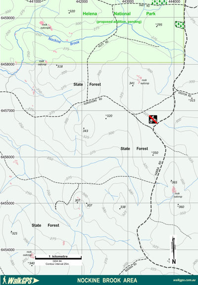 WalkGPS - Nockine Brook Walk Area - Darling Range Preview 1