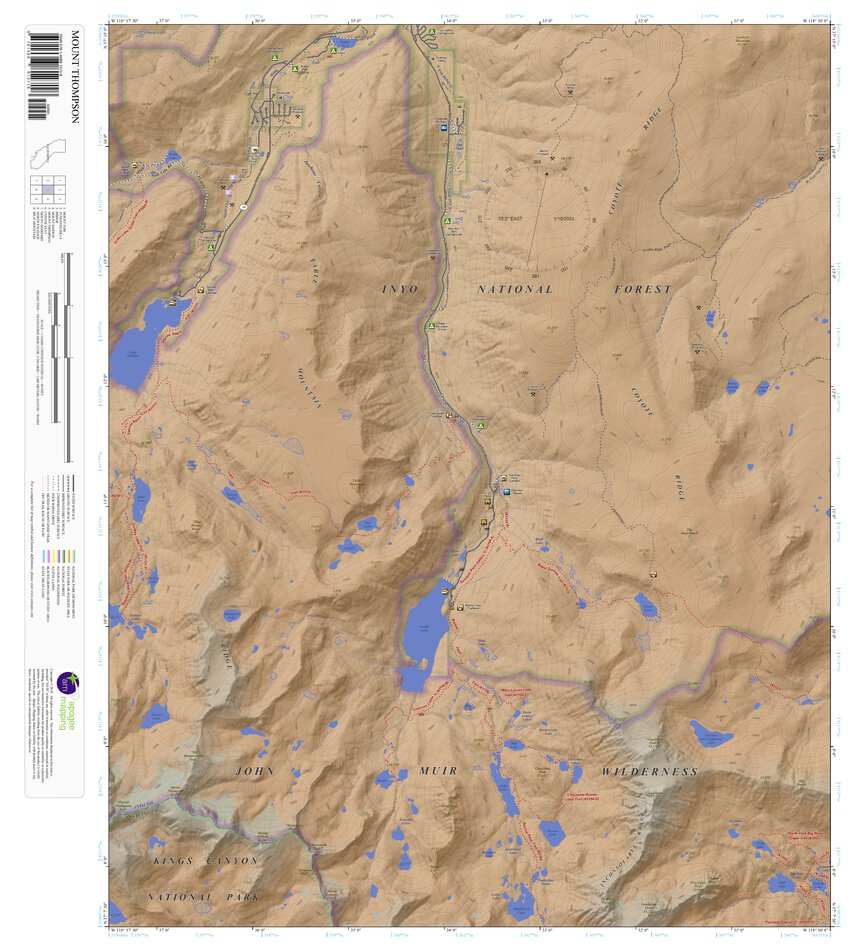 Mount Thompson, California 7.5 Minute Topographic Map - Color Hillshade ...