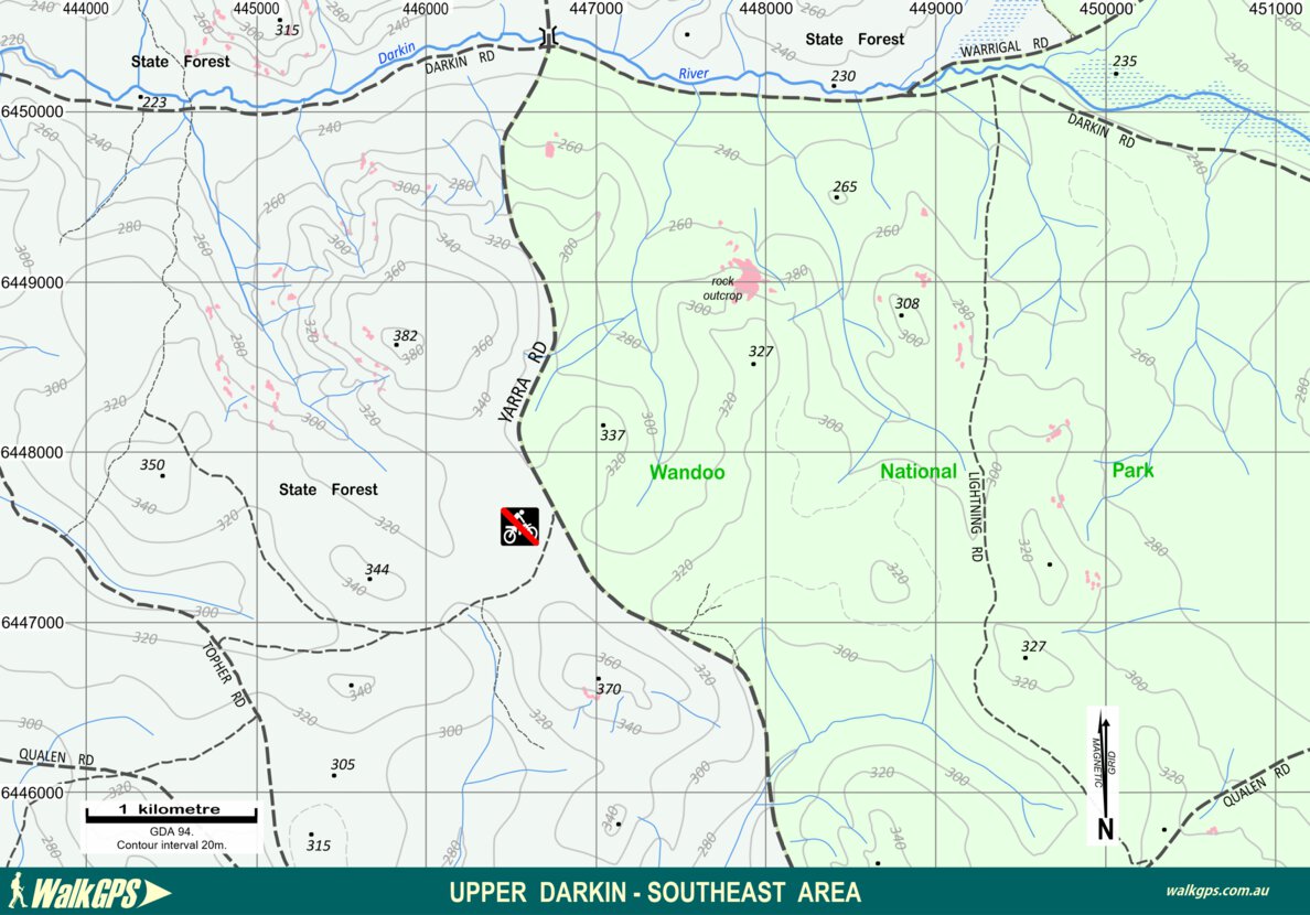 WalkGPS - Upper Darkin SE Walk Area - Darling Range Map by WalkGPS ...