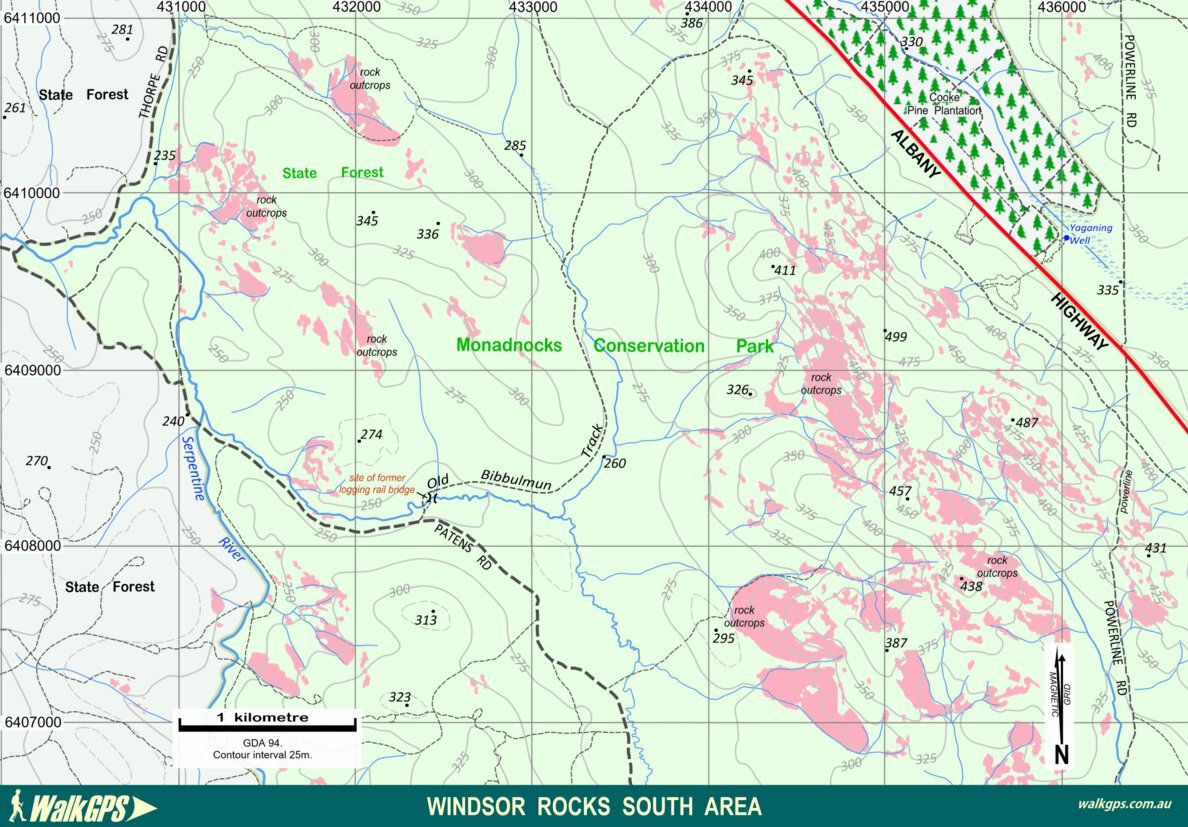WalkGPS - Windsor Rocks South Walk Area - Darling Range Map by WalkGPS ...