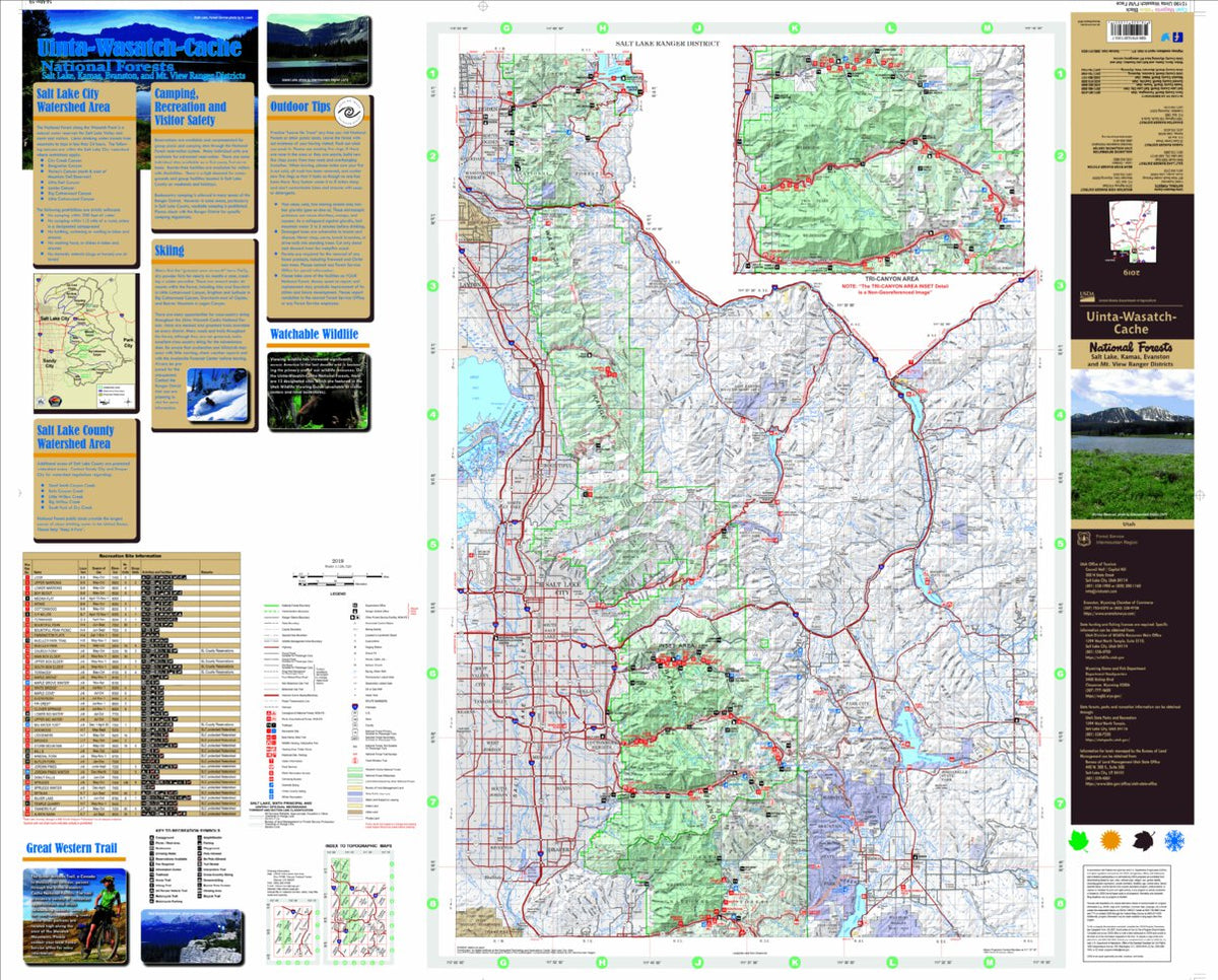 Uinta-Wasatch-Cache NF Salt Lake Ranger District Forest Visitor Map ...