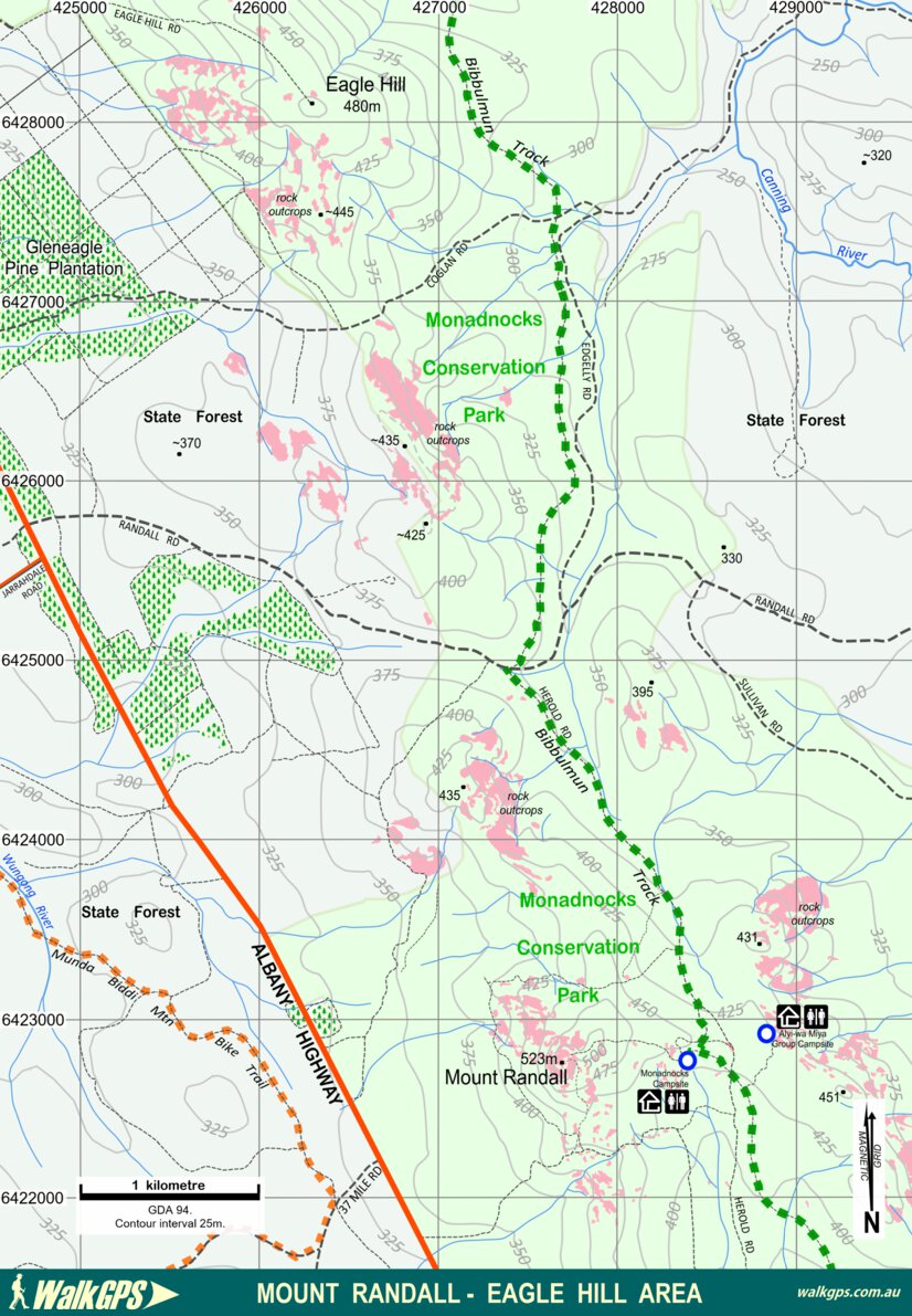 Darling Ranges Hills WalkGPS - Mount Randall-Eagle Hill Walk Area - Darling Range Map by ...