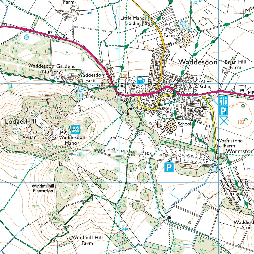 Grendon Underwood Ward 1 (1:25,000) Map by UK Topographic Maps | Avenza ...