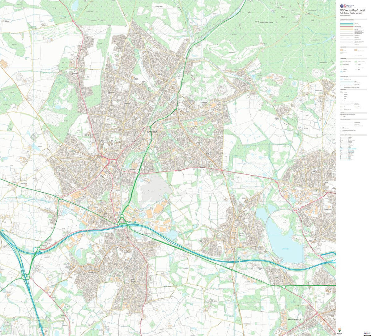 Norton Canes Ward 1 (1:10,000) Map by UK Topographic Maps | Avenza Maps