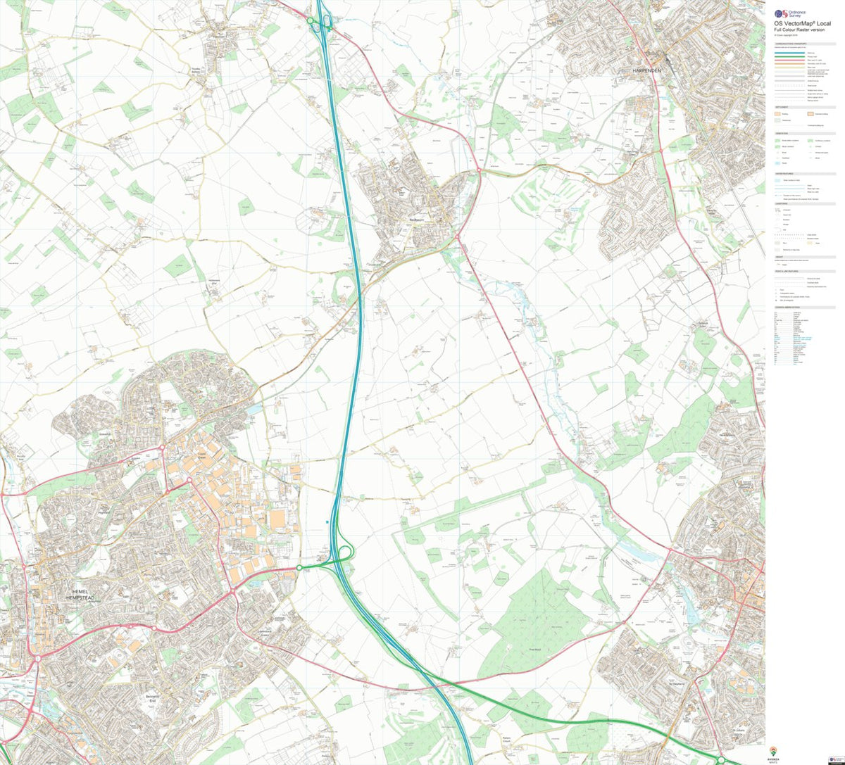Redbourn Os Map Redbourn Ward 1 (1:10,000) Map by UK Topographic Maps | Avenza Maps