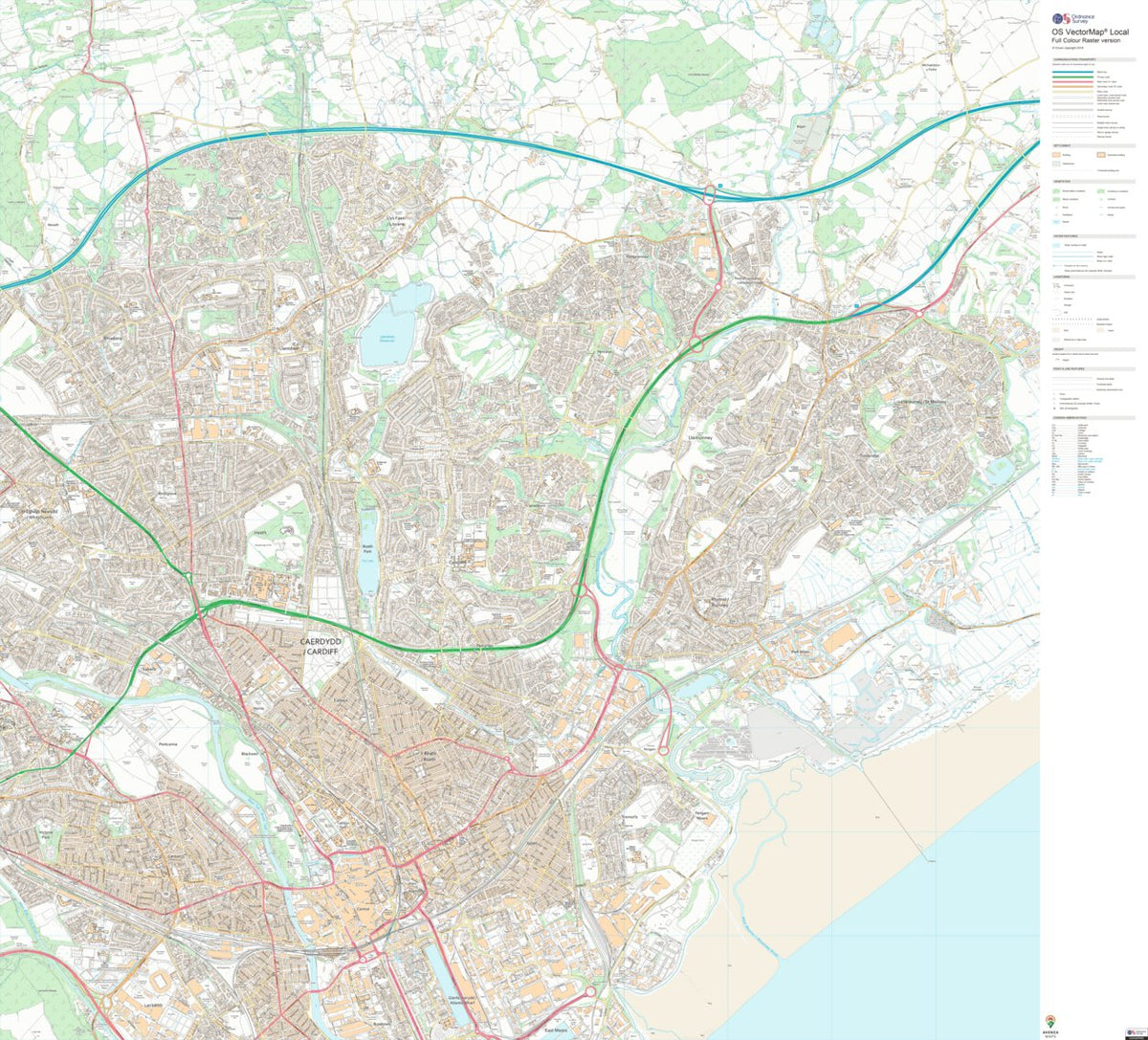 Caerdydd - Cardiff 1 (1:10,000) Map by UK Topographic Maps | Avenza Maps