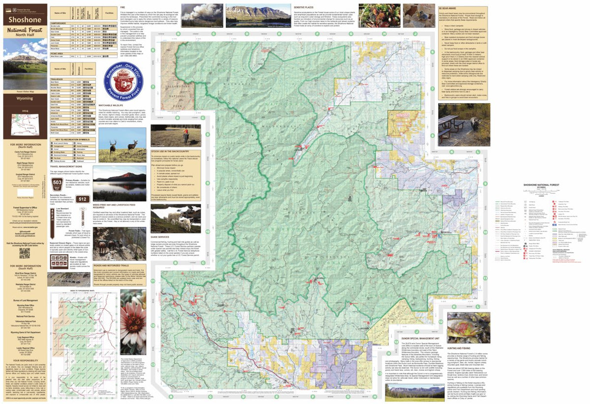 Shoshone NF (North Half) - Visitor Map - Clarks Fork, Wapiti & Greybull ...