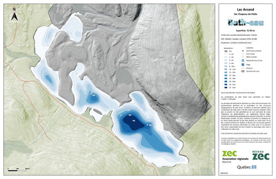 Carte bathymétrique du Lac Arcand de la zec Chapeau-de-Paille (2024) Preview 1