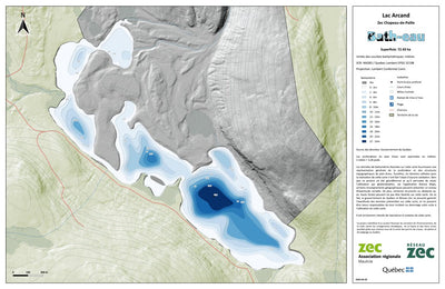Carte bathymétrique du Lac Arcand de la zec Chapeau-de-Paille (2024) Preview 1