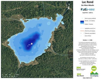 Carte bathymétrique du Lac Rond de la zec Mars-Moulin (2024) Preview 1