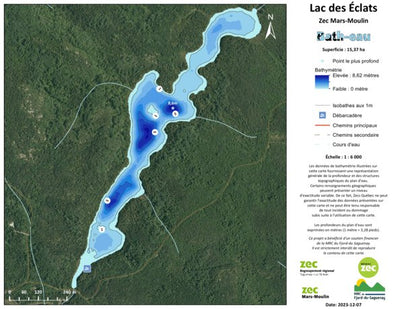 Carte bathymétrique du Lac des Éclats de la zec Mars-Moulin (2024) Preview 1